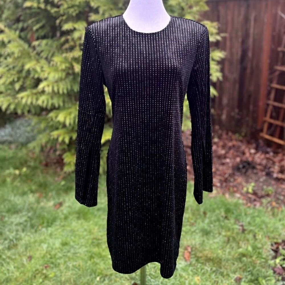 Catherine Malandrino Black Silver‎ Velvet Mini Dress NWT Medium